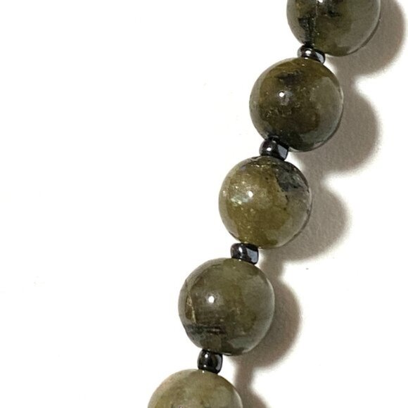 Natural Dark Labradorite Large Genuine Gemstone Classic Beaded Necklace - Picture 11 of 15